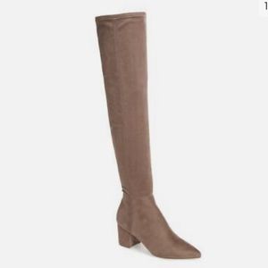 Steve Madden Brinkly Over the Knee Stretch Boots Size 7.5 Brown Taupe